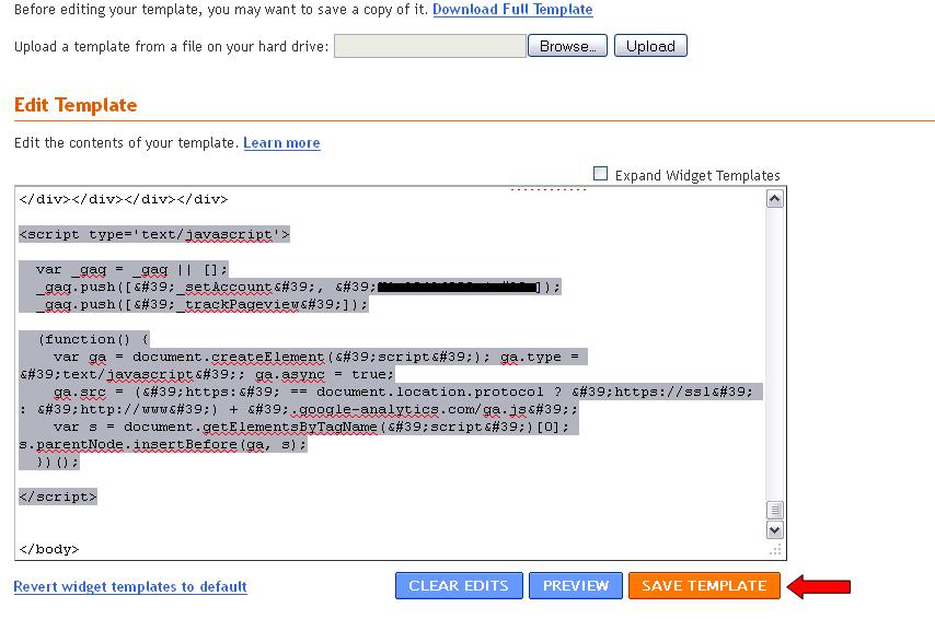 "paste google analytics"