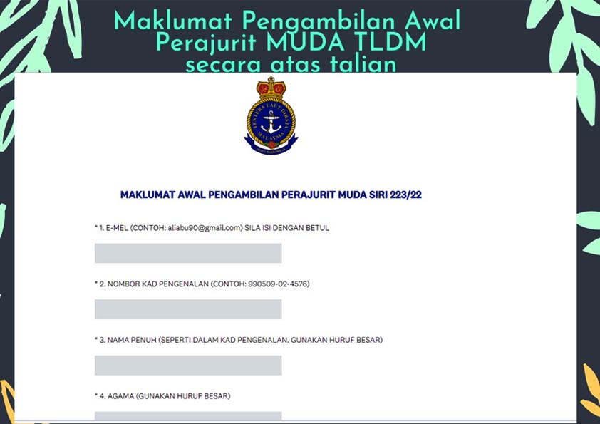 Permohonan Perajurit Muda TLDM 2021 Pemilihan Awal